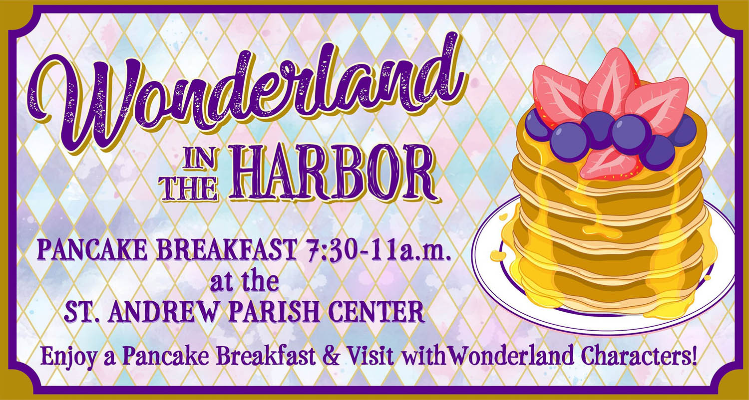 Banner ad for the Wonderland in the Harbor Pancake Breakfast