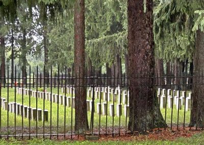 Landscape photo of the Sackets Harbor Military Cemetery, taken from just outside the entrance; 2024 Photo Contest winner in the Historic Sackets Harbor category, by Mary Ann Smith (tied for first place)