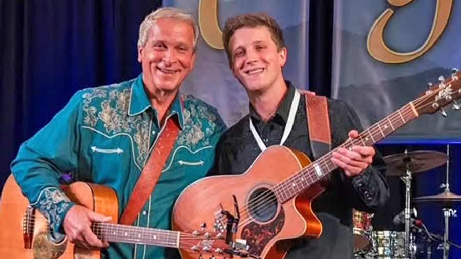 Color photo of father-son guitarists Loren and LJ Barrigar, who'll be performing at the Sackets Harbor Ballroom on Friday, Sept 4, at 7 pm